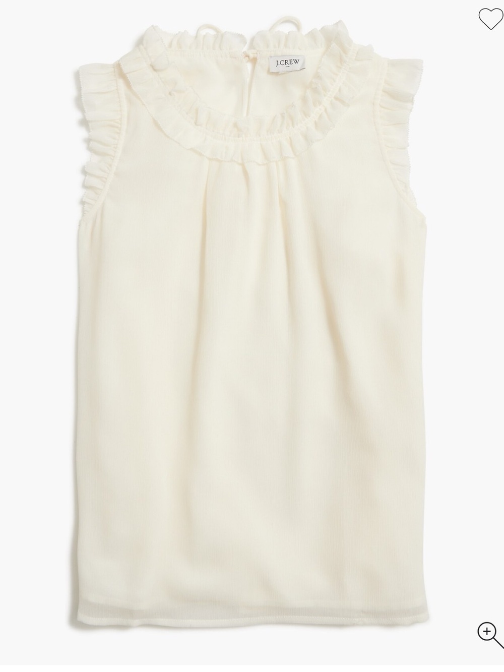 J. Crew Cream Ruffle-Neck Sleeveless Camisole